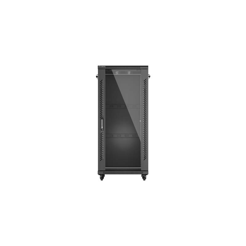 LANBERG 19'' VOĽNE STOJÚCA RACKOVÁ SKRIŇA 27U/600X600 (FLAT PACK) S PRESKLENÝMI DVERAMI ČIERNA