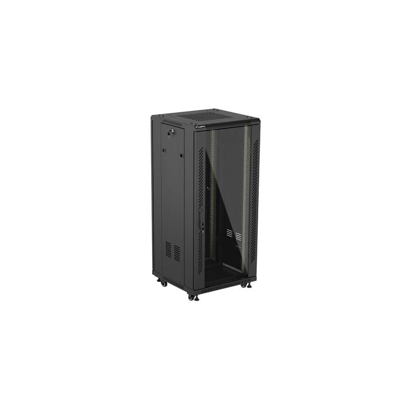 LANBERG 19'' VOĽNE STOJÚCA RACKOVÁ SKRIŇA 27U/600X600 (FLAT PACK) S PRESKLENÝMI DVERAMI ČIERNA