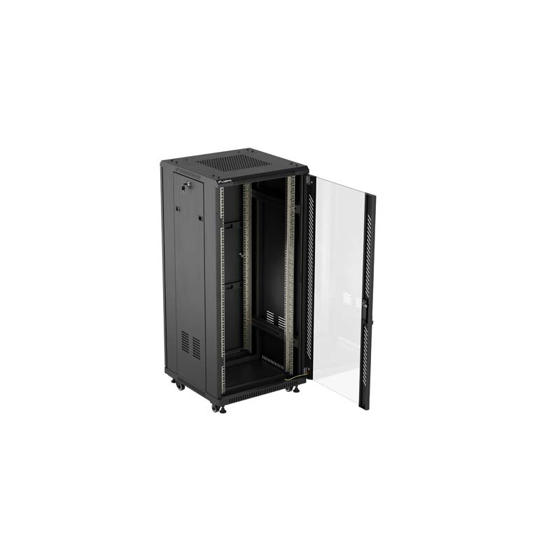 LANBERG 19'' VOĽNE STOJÚCA RACKOVÁ SKRIŇA 27U/600X600 (FLAT PACK) S PRESKLENÝMI DVERAMI ČIERNA