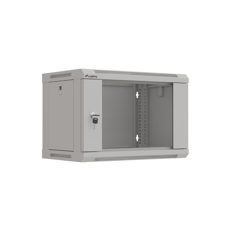 LANBERG 19'' RACKOVÁ SKRIŇA PRO MONTÁŽ NA STENU 6U/540X350 (FLAT PACK) S PROSKLENÝMI DVERAMI ŠEDÁ