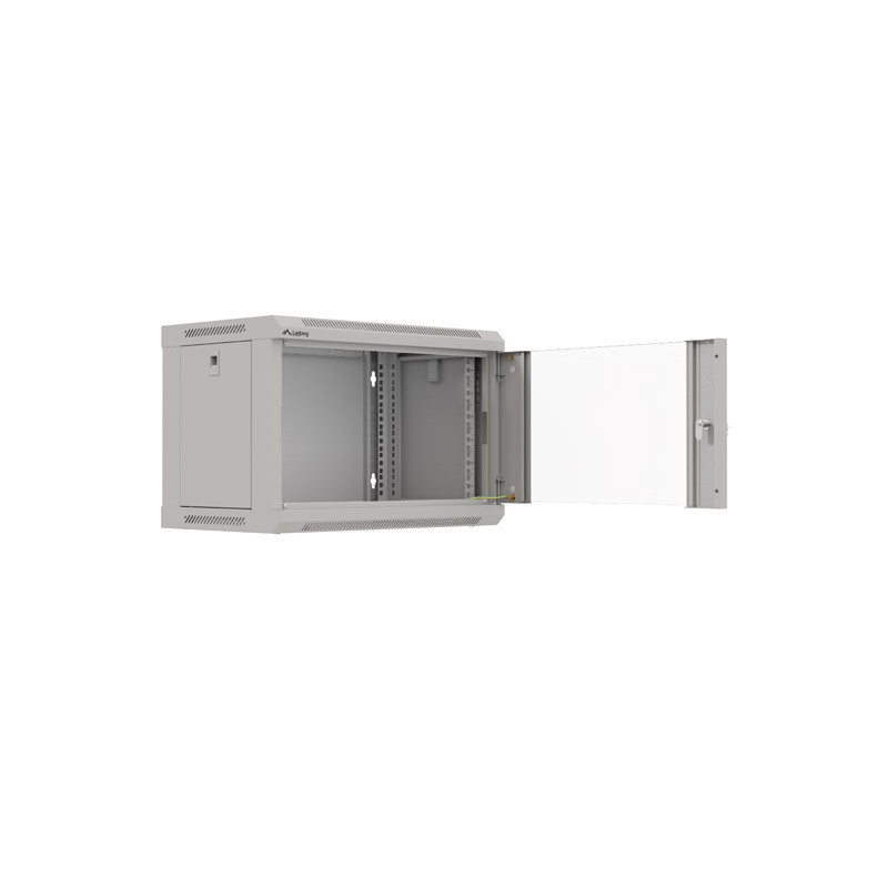 LANBERG 19'' RACKOVÁ SKRIŇA PRO MONTÁŽ NA STENU 6U/540X350 (FLAT PACK) S PROSKLENÝMI DVERAMI ŠEDÁ