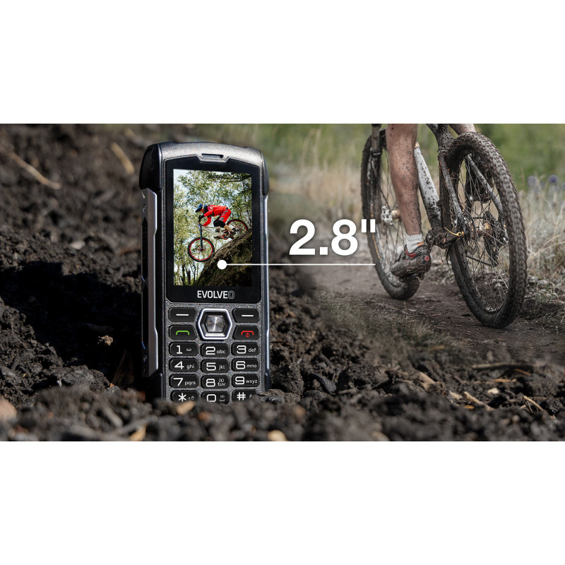 EVOLVEO StrongPhone H1, IP68 odolný Dual SIM telefón, 2,8'' LCD, 5000mAh, Powerbanka, černo-strieborný