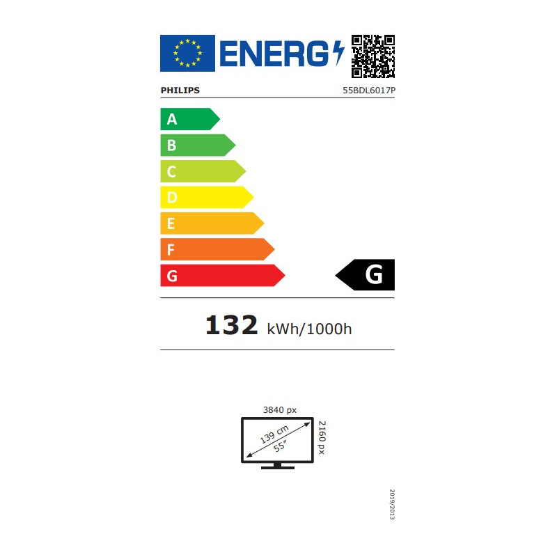 55'' LED Philips 55BDL6017P-UHD, 800cd, MP, 24/7