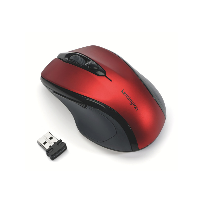 Kensington Pro Fit/Ergonomická/Optická/Pre pravákov/1 600 DPI/Bezdrôtová USB/Čierna-červená