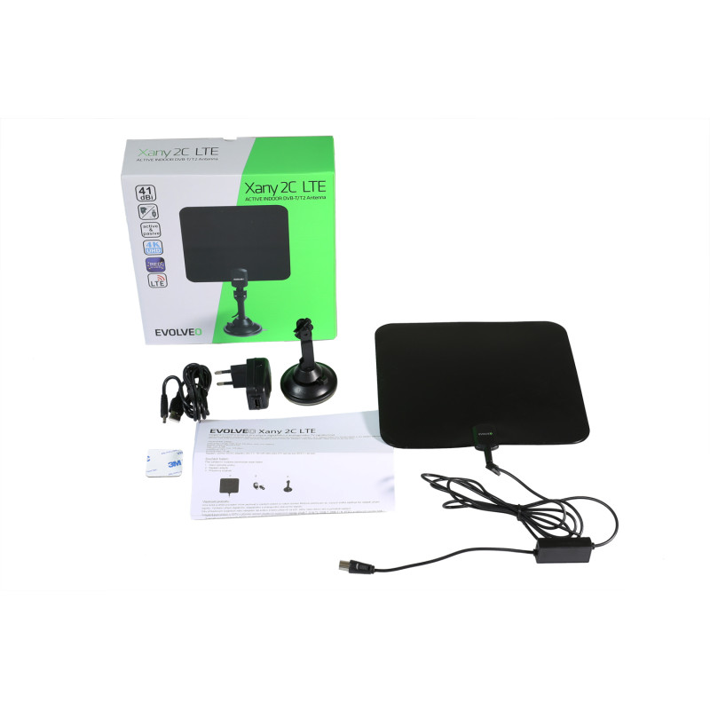 EVOLVEO Xany 2C LTE 230/5V, aktívna pokojová anténa FM/DAB+/DVB-T/T2, filter LTE