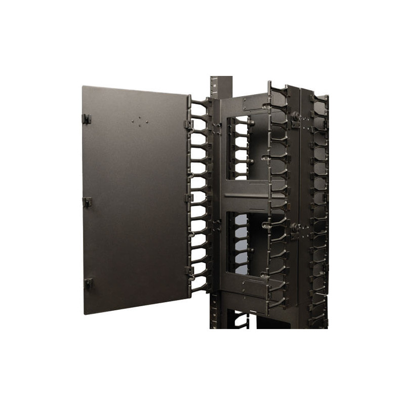 EATON - Kabelový manažér vertikálny SmartRack 12 (30.48cm), káblový kanál s výrezmi pre káble a krytom