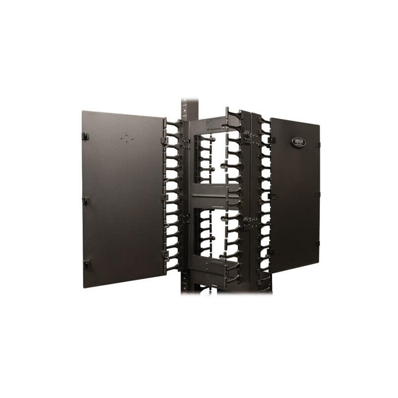 EATON - Kabelový manažér vertikálny SmartRack 12 (30.48cm), káblový kanál s výrezmi pre káble a krytom