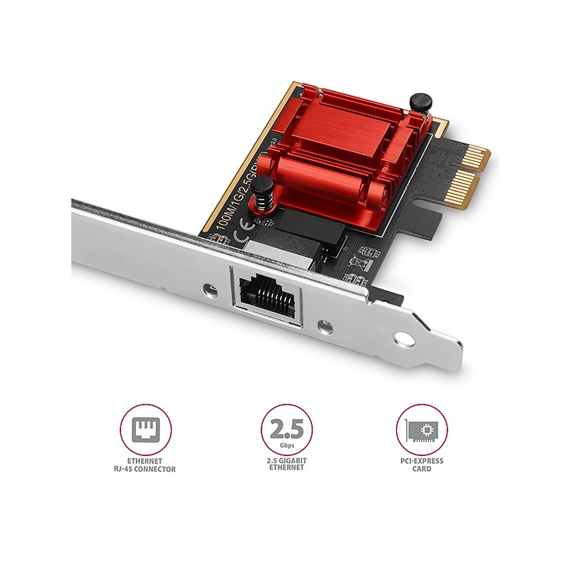 AXAGON PCEE-G25, PCIe sieťová karta - 1x 2.5 Gigabit Ethernet port (RJ-45), Realtek, PXE, vr. LP