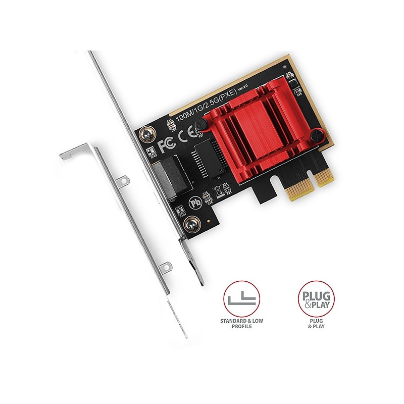 AXAGON PCEE-G25, PCIe sieťová karta - 1x 2.5 Gigabit Ethernet port (RJ-45), Realtek, PXE, vr. LP
