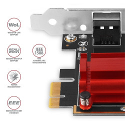 AXAGON PCEE-G25, PCIe sieťová karta - 1x 2.5 Gigabit Ethernet port (RJ-45), Realtek, PXE, vr. LP