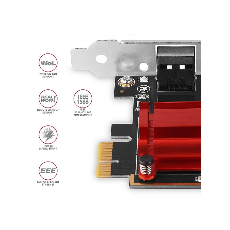 AXAGON PCEE-G25, PCIe sieťová karta - 1x 2.5 Gigabit Ethernet port (RJ-45), Realtek, PXE, vr. LP