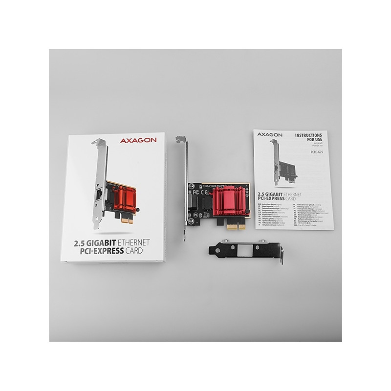 AXAGON PCEE-G25, PCIe sieťová karta - 1x 2.5 Gigabit Ethernet port (RJ-45), Realtek, PXE, vr. LP