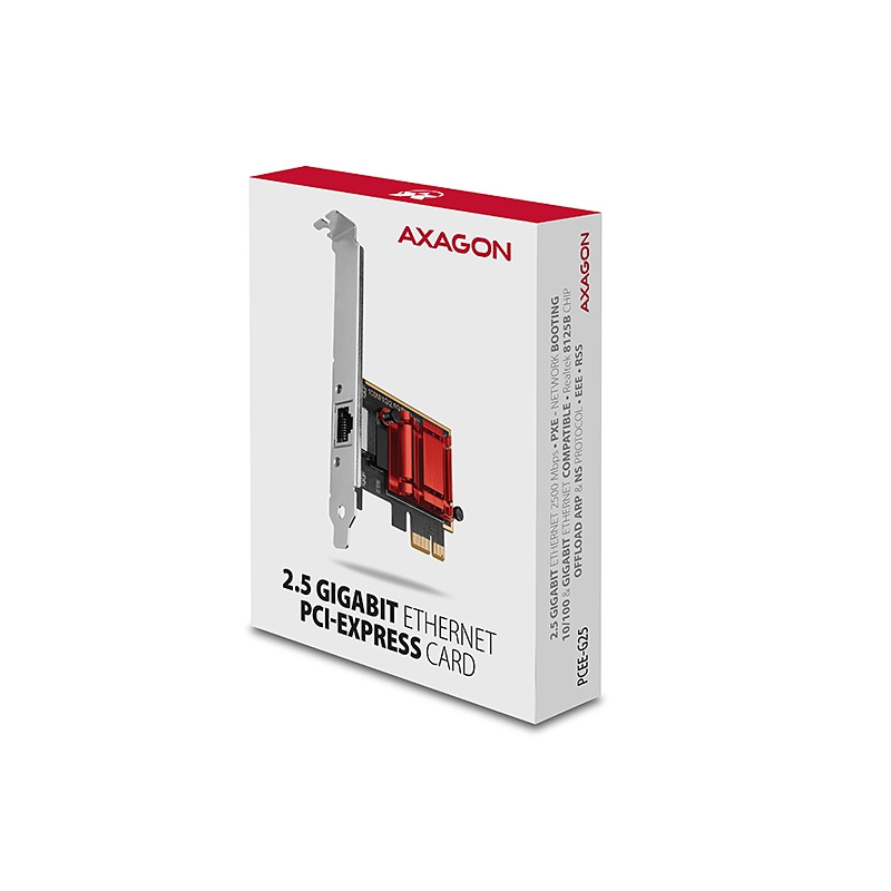AXAGON PCEE-G25, PCIe sieťová karta - 1x 2.5 Gigabit Ethernet port (RJ-45), Realtek, PXE, vr. LP