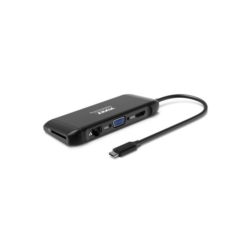 NONAME - PORT CONNECT Dokovacia stanica 8v1 DUAL SCREEN, 2xFullHD alebo 1x4K, HDMI, VGA, 3x USB-A, RJ-45, TF, SD