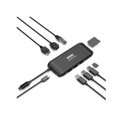NONAME - PORT CONNECT Dokovacia stanica 8v1 DUAL SCREEN, 2xFullHD alebo 1x4K, HDMI, VGA, 3x USB-A, RJ-45, TF, SD