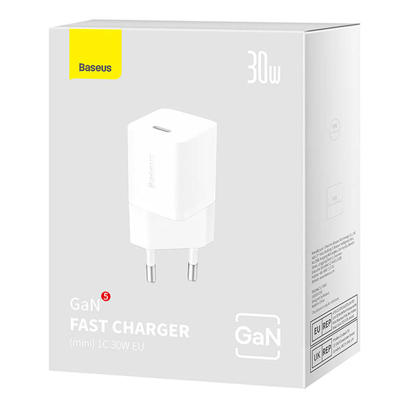 NONAME - Baseus Rýchlonabíjačka do siete GaN5 Mini 30W EU biela