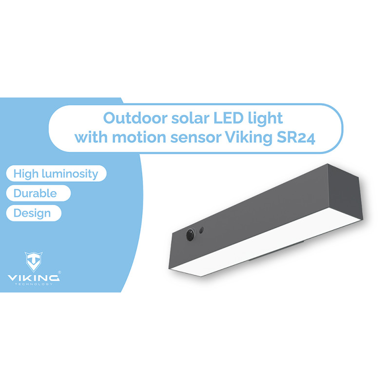 Vonkajšie solárne LED svetlo Viking SR24/Pohybový senzor/1000 lm/4 režimy/IP54/denná biela