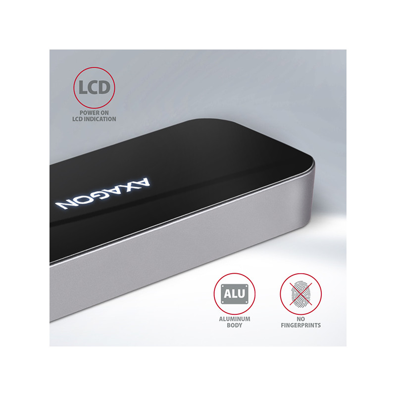 AXAGON HMC-6GL, USB 3.2 Gen 1 húb, 3x USB-A, HDMI 4k/30Hz, RJ-45 GLAN, PD 100W, kábel USB-C 20cm