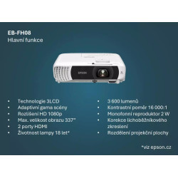EPSON EB-FH08/3LCD/3600lm/FHD/2x HDMI