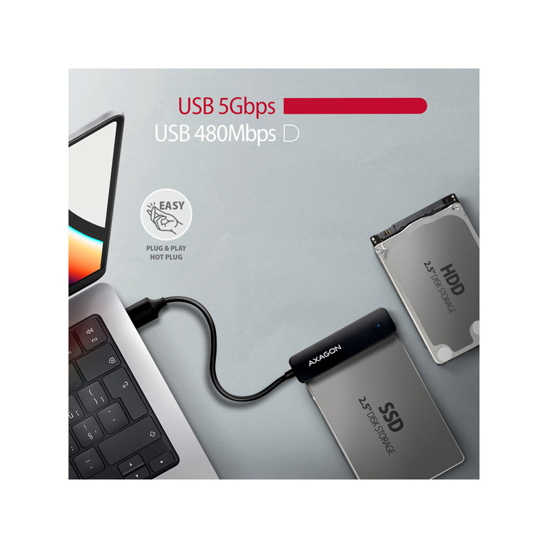 AXAGON ADSA-FP2A, USB-A 5Gbps - SATA 6G 2.5'' SSD/HDD SLIM adaptér