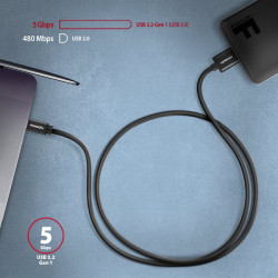 AXAGON BUMM3-CM10AB, SPEED kábel Micro-B USB -- USB-C, 1m, USB 3.2 GEN 1, 3A, ALU, tpe, černý