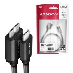 AXAGON BUMM3-CM10AB, SPEED kábel Micro-B USB -- USB-C, 1m, USB 3.2 GEN 1, 3A, ALU, tpe, černý