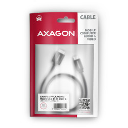 AXAGON BUMM3-CM10AB, SPEED kábel Micro-B USB -- USB-C, 1m, USB 3.2 GEN 1, 3A, ALU, tpe, černý