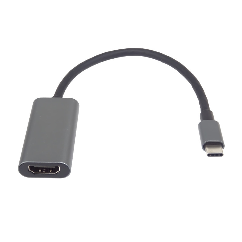 PremiumCord Prevodník USB-C na HDMI, rozlíšenie 4K a FULL HD 1080p, kovové Puzdro