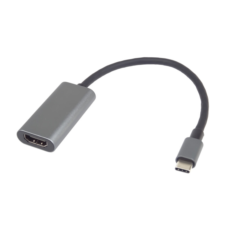 PremiumCord Prevodník USB-C na HDMI, rozlíšenie 4K a FULL HD 1080p, kovové Puzdro