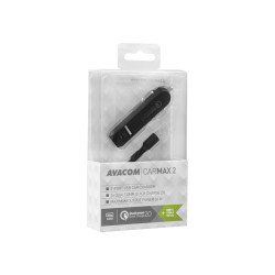 AVACOM CarMAX 2 nabíjačka do auta 2x Qualcomm Quick Charge 2.0, čierna farba (USB-C kábel)