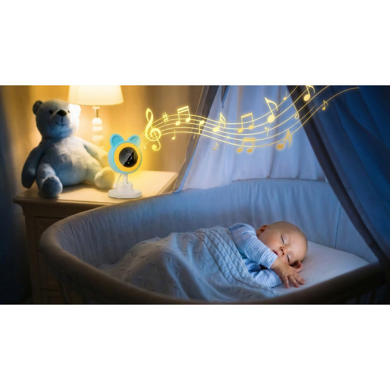 EVOLVEO Baby Monitor N35, detská pestúnka s kamerou, VOX, teplomer, nočné videnie, RGB svetlo, Modrá