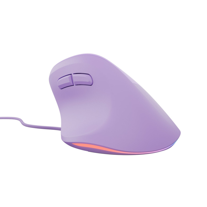 Vertikálna myš Natec CRAKE 2 PRO/Vertikálna/Optická/Pre pravákov/12 400 DPI/Drôtové USB-A/Fialová