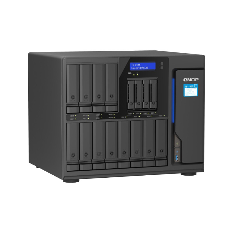 QNAP TS-1655-8G (8core 2,8 GHz, 8 GB RAM, 12 x 3,5 ''+4 x 2,5'' SATA, 2 x M.2 NVM slot, 2 x 2,5 GbE, 3 x PCIe)