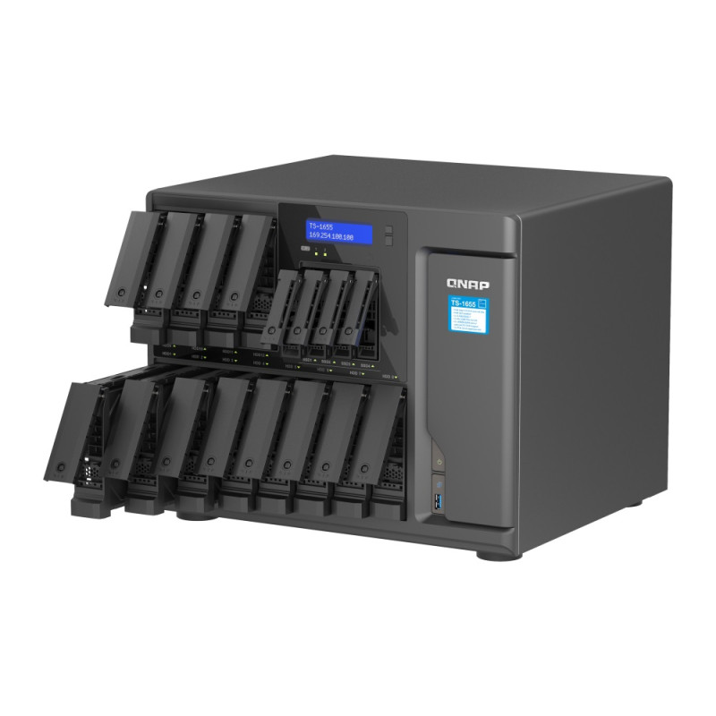 QNAP TS-1655-8G (8core 2,8 GHz, 8 GB RAM, 12 x 3,5 ''+4 x 2,5'' SATA, 2 x M.2 NVM slot, 2 x 2,5 GbE, 3 x PCIe)