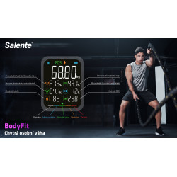 Salente BodyFit, múdra osobná diagnostická fitness váha, Bluetooth, čierna
