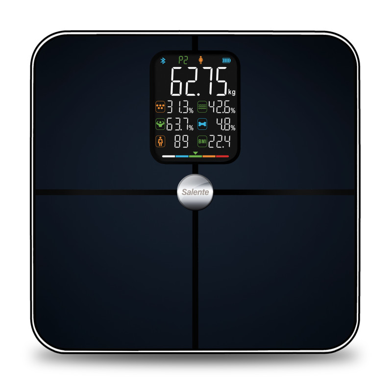 Salente BodyFit, múdra osobná diagnostická fitness váha, Bluetooth, čierna