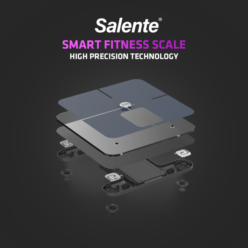 Salente BodyFit, múdra osobná diagnostická fitness váha, Bluetooth, čierna