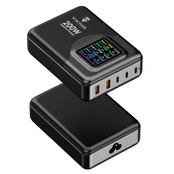 Viking USB GaN charger 200W PD PRO/sieťový adaptér/Output:3xUSB-C,2xUSB-A/Rýchlo nabíjania/