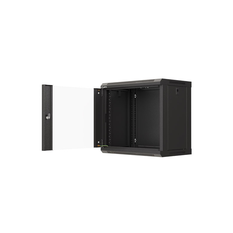 LANBERG 19'' RACKOVÁ SKRIŇA PRO MONTÁŽ NA STENU 9U/540X350 (FLAT PACK) S PROSKLENÝMI DVERMI ČIERNA