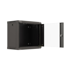 LANBERG 19'' RACKOVÁ SKRIŇA PRO MONTÁŽ NA STENU 9U/540X350 (FLAT PACK) S PROSKLENÝMI DVERMI ČIERNA