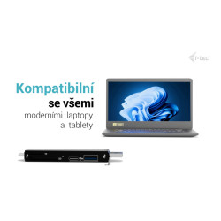 i-tec USB-C/USB-A Dongle SD/microSD karta reader + 2x USB port (1x USB-A, 1x USB-C)