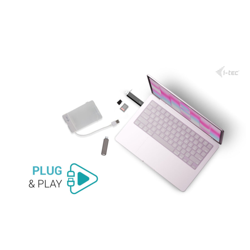 i-tec USB-C/USB-A Dongle SD/microSD karta reader + 2x USB port (1x USB-A, 1x USB-C)