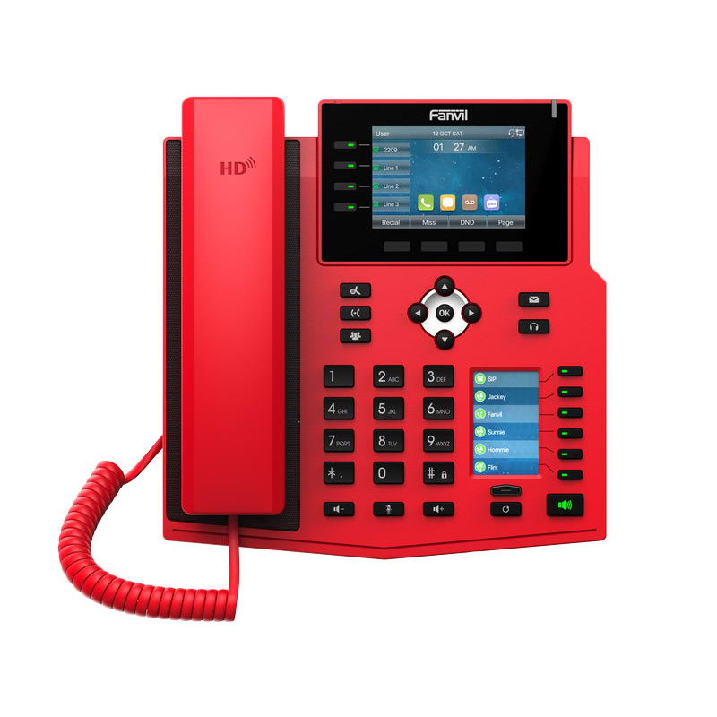 GRANDSTREAM - Fanvil X5U-R SIP červený tel., 3,5'' bar.disp. + 2,4'' disp., 16SIP, 4link.tl.