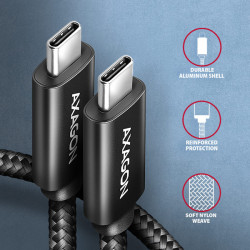 AXAGON BUCM4X-CM05AB NewGEN+ kábel USB-C -- USB-C, 0.5m, USB4 Gen 3×2, PD 240W 5A, 8K HD, ALU, opletenie