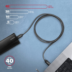 AXAGON BUCM4X-CM05AB NewGEN+ kábel USB-C -- USB-C, 0.5m, USB4 Gen 3×2, PD 240W 5A, 8K HD, ALU, opletenie