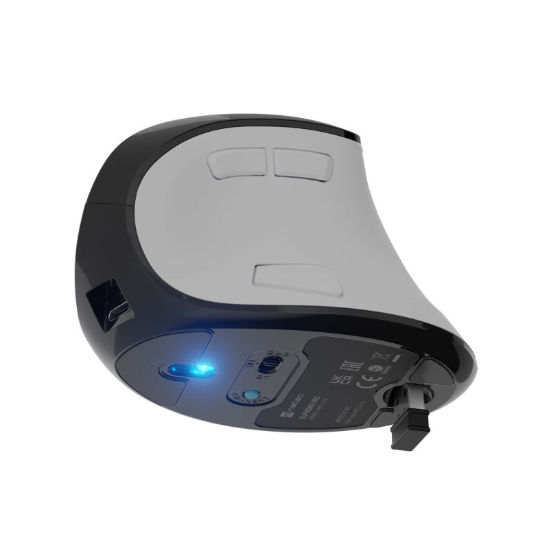 Vertikálna bezdrôtová myš Natec EUPHONIE PRO/Vertikálna/Blue Sense/Pre pravákov/2 400 DPI/USB+BT/Biela