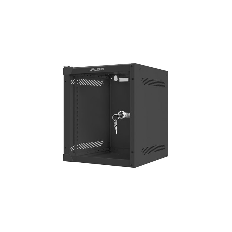 LANBERG RACKOVÁ SKRIŇA 10'' PRO MONTÁŽ NA STENU 6U/280X310 (FLAT PACK) S PROSKLENÝMI DVERMI ČIERNA