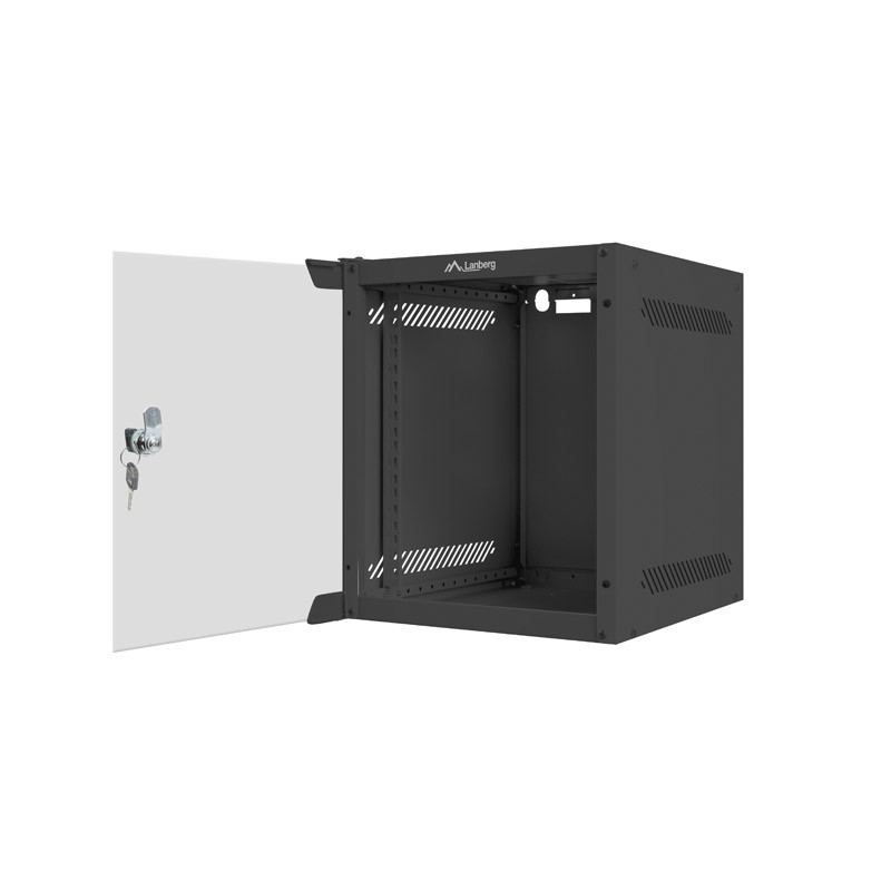 LANBERG RACKOVÁ SKRIŇA 10'' PRO MONTÁŽ NA STENU 6U/280X310 (FLAT PACK) S PROSKLENÝMI DVERMI ČIERNA