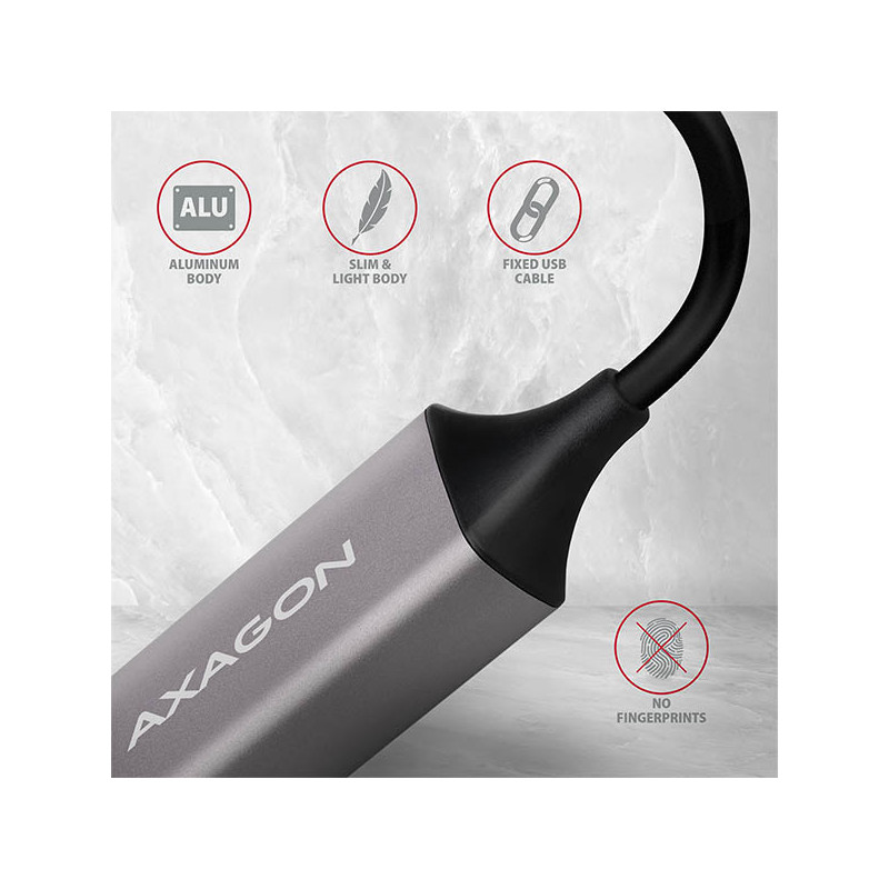 AXAGON ADE-TR, USB-A 3.2 Gen 1 - Gigabit Ethernet sieťová karta, auto inštal, titánovo šedá