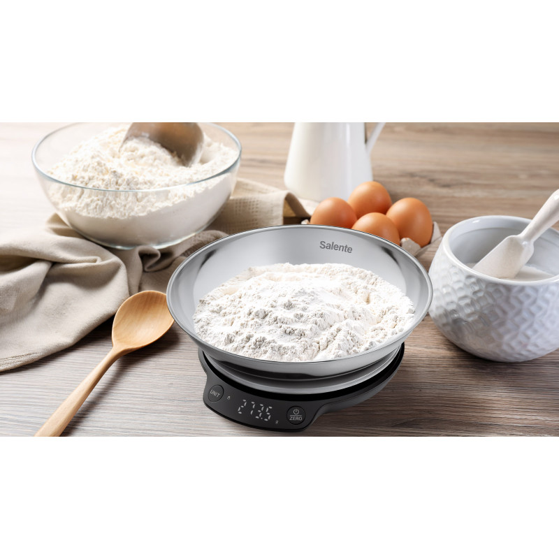 Salente Rimare, kuchyňská váha, 5 kg, nerezová misa, čierna/nerez